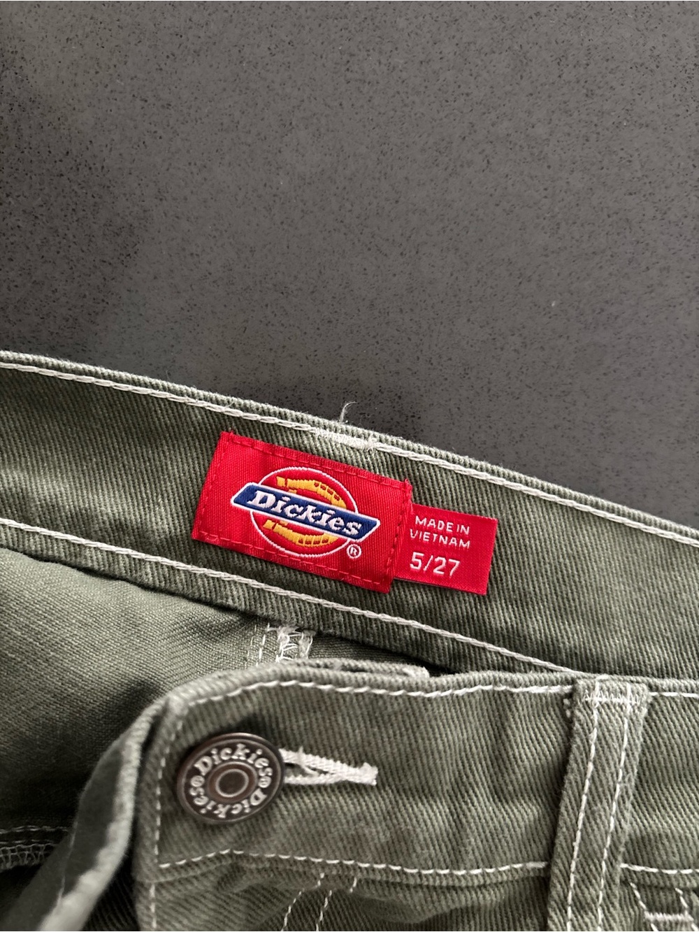 Dickies Girl Olive Carpenter Utility Pants Contrast Stitch Women Size 5/27 Skate - Picture 7 of 13